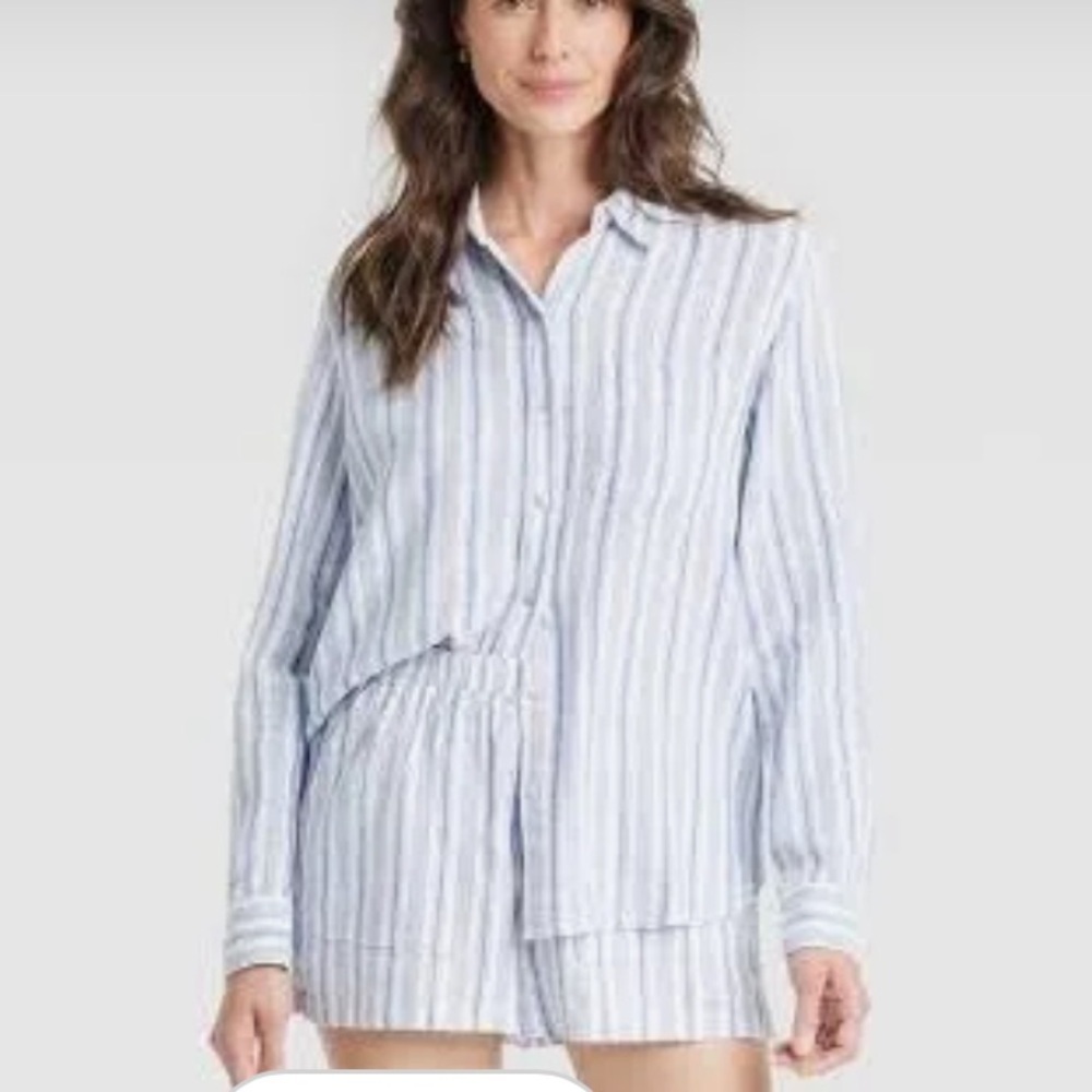 Collared Button-Down Shirt Universal Thread Blue/… - image 5